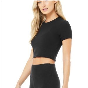 ALO YOGA Micro Waffle Sierra Short Sleeve Crop